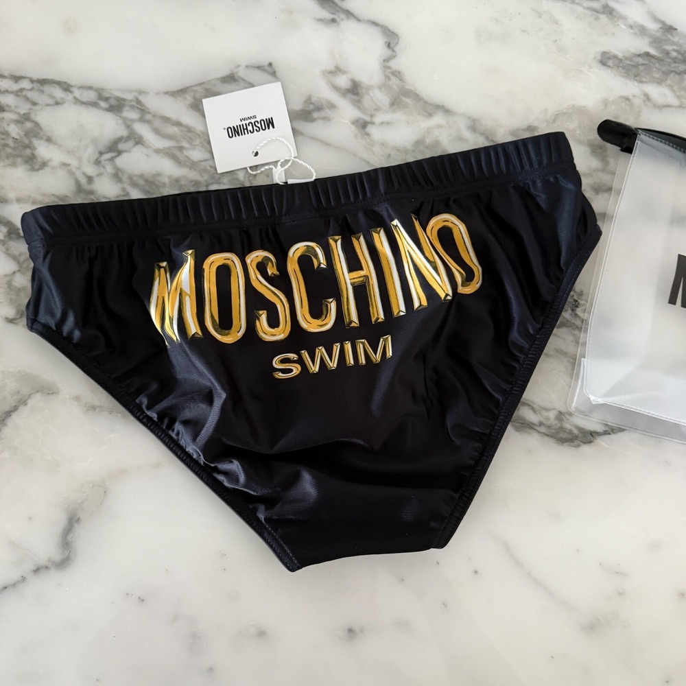 MOSCHINO Swim Black & Gold‎ Swim Briefs Size: X-Small - NWT